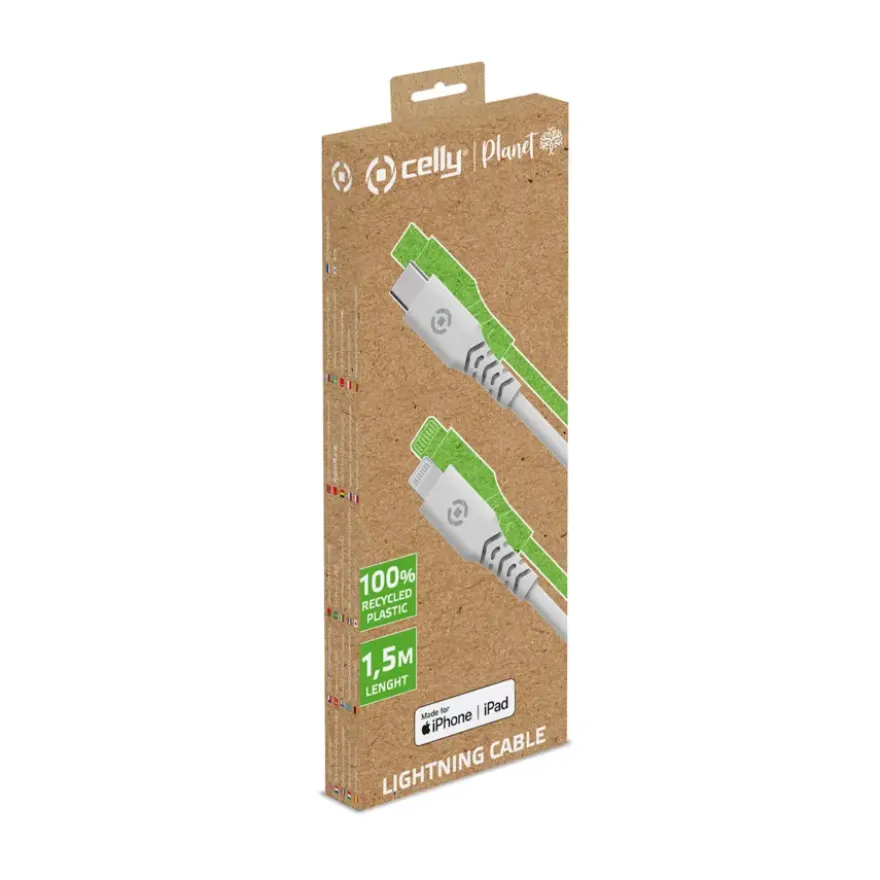 Celly Planet USB-C lightning kabel wit 1,5 meter