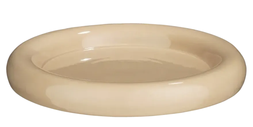 Decoratie bord beige - h4,5xd32cm