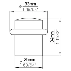 Deurstopper Ton mat nikkel 33 mm