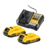 DeWalt 18V XR 2 accu's 2.0Ah + acculader / snellader DCB1104D2-QW