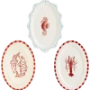 Dienblad ovaal rood 3 assorti - l44xb30xh3cm