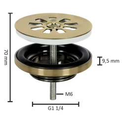 Differnz fonteinafvoerplug mat goud