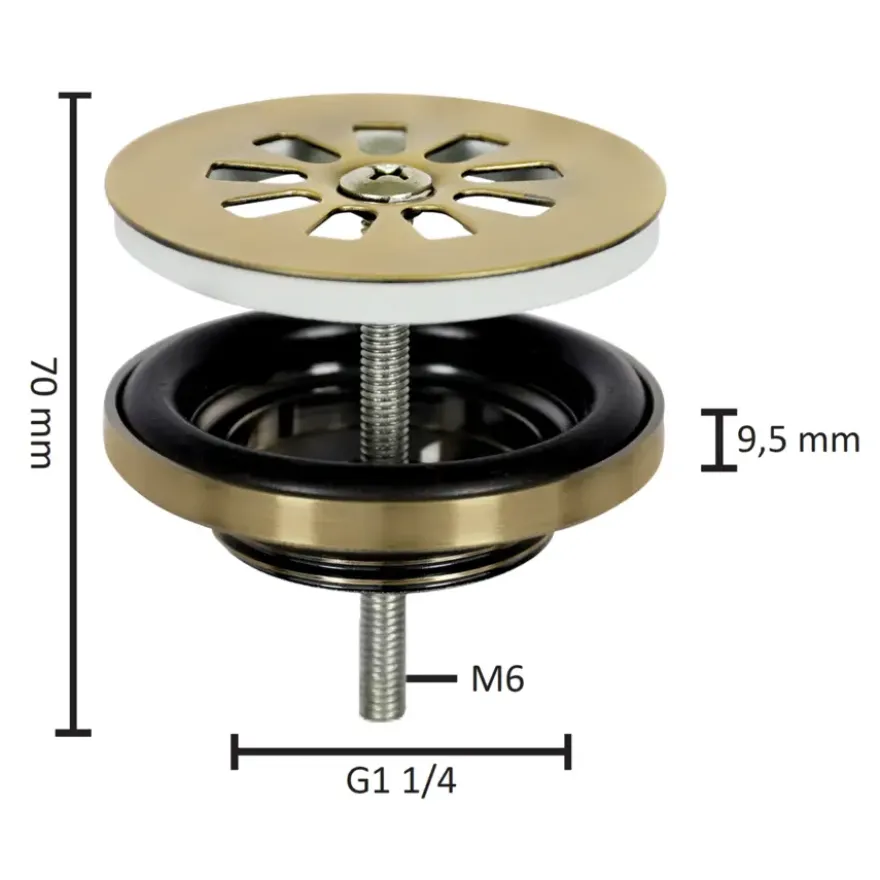 Differnz fonteinafvoerplug mat goud