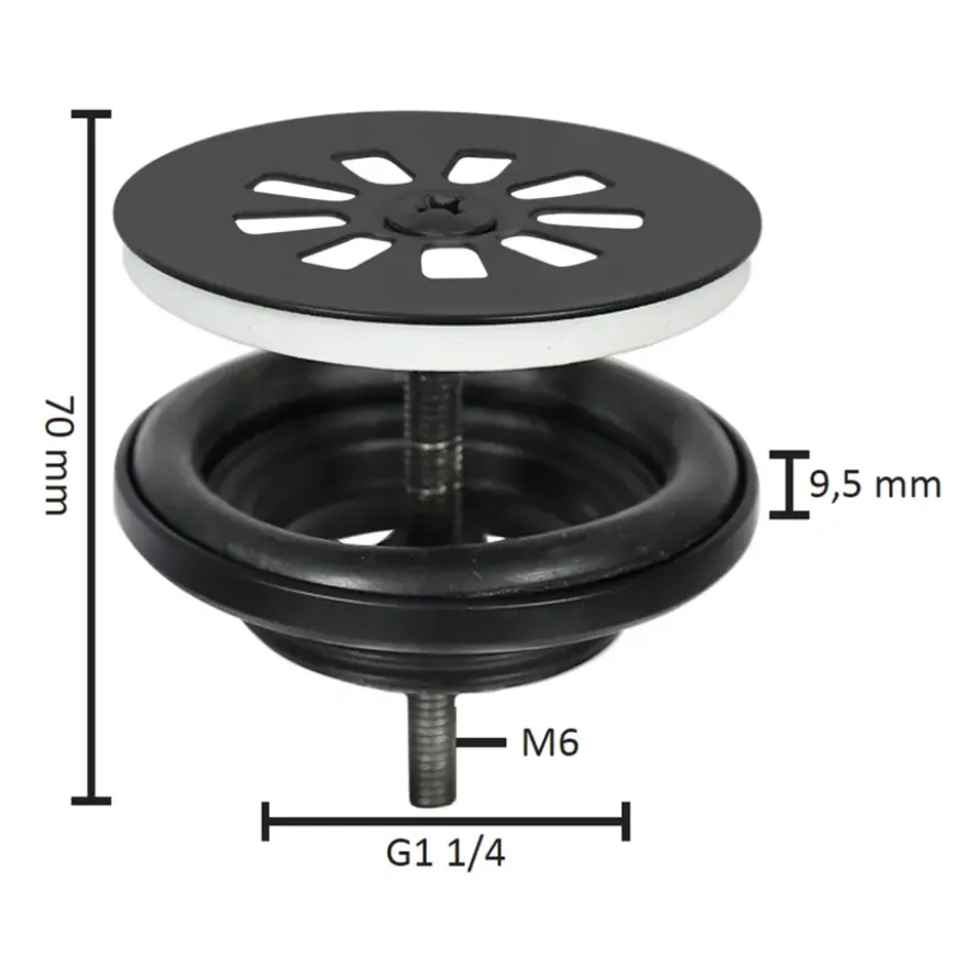 Differnz fonteinafvoerplug mat zwart