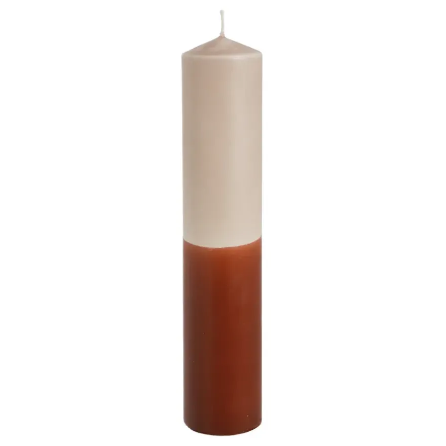 Dip-dye kaars stearine licht roze terra - h25xd5cm