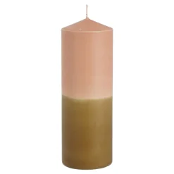 Dip-dye kaars stearine roze bruin- h20xd7cm