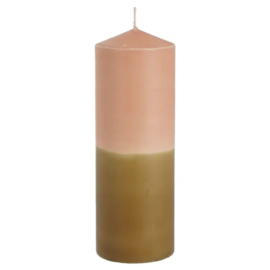 Dip-dye kaars stearine roze bruin- h20xd7cm