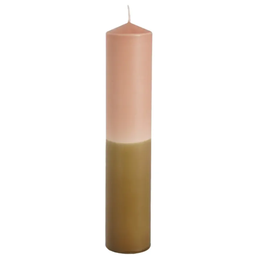 Dip-dye kaars stearine roze bruin- h25xd5cm