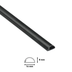 D-line kabelgoot halfrond zwart 16/8 mm 2 meter