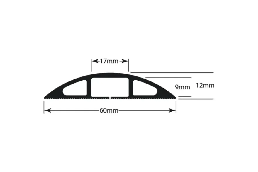 D-line kabelgoot halfrond zwart 60/12 mm 1.8 meter