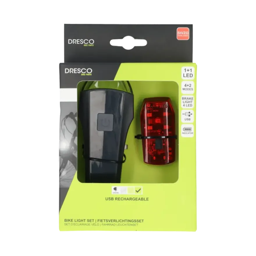 Dresco fietsverlichtingsset Razor USB