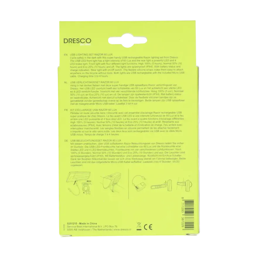 Dresco fietsverlichtingsset Razor USB