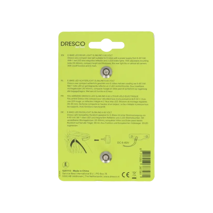 Dresco Slimline achterlicht E-Bike