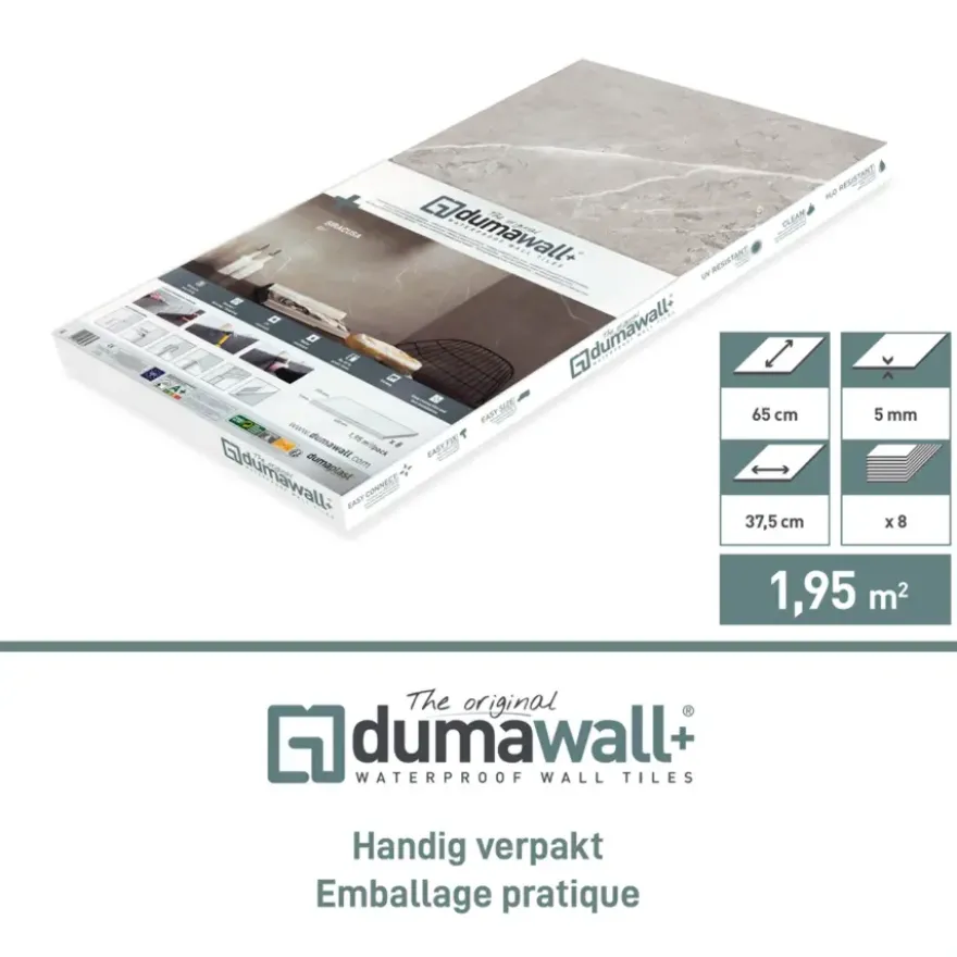 Dumawall+ wandtegel kunststof Sambro glans 1,95m² 37,5x65cm 8 stuks