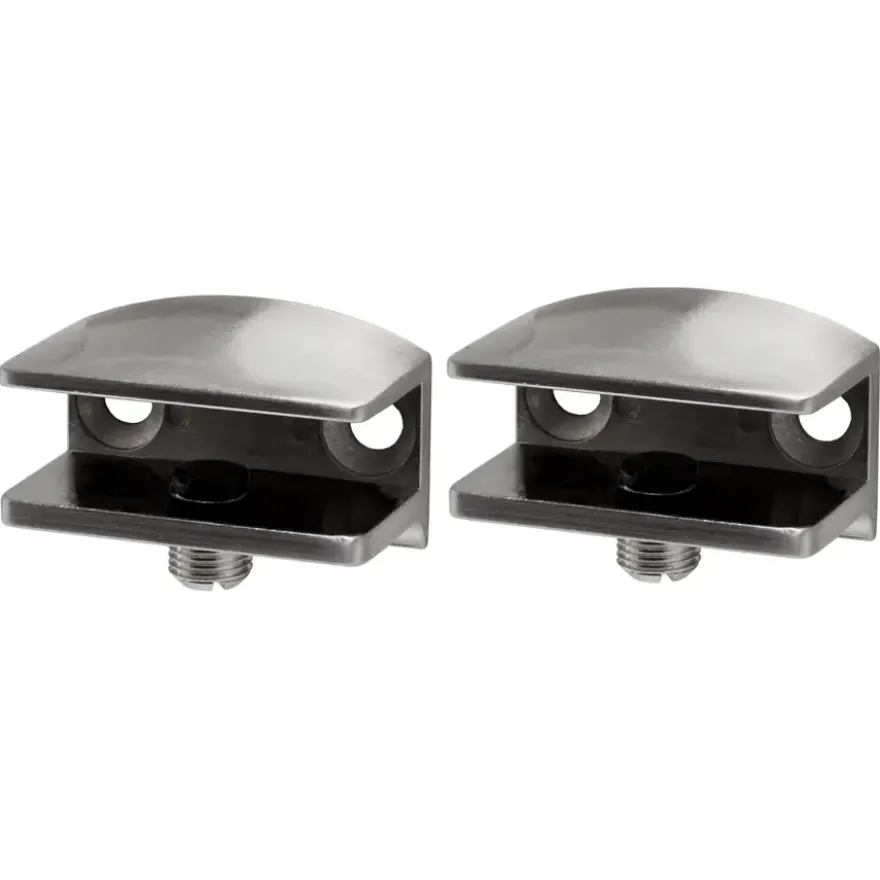 Duraline clip glass vierkant geborsteld nikkel 2 stuks
