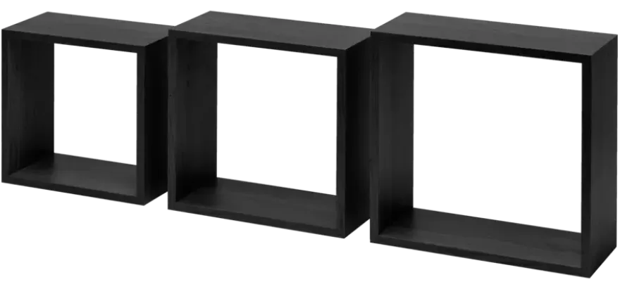 Duraline kubus zwart eiken 12 mm 30x30x12 cm set 3 stuks