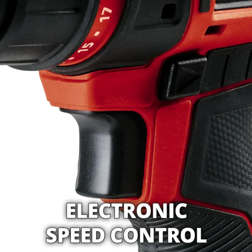 Einhell 18V accuboormachine TE-CD 18/45 Li Kit incl. 2 accu's 2Ah + snellader + 22-delige boren- en bitset + koffer