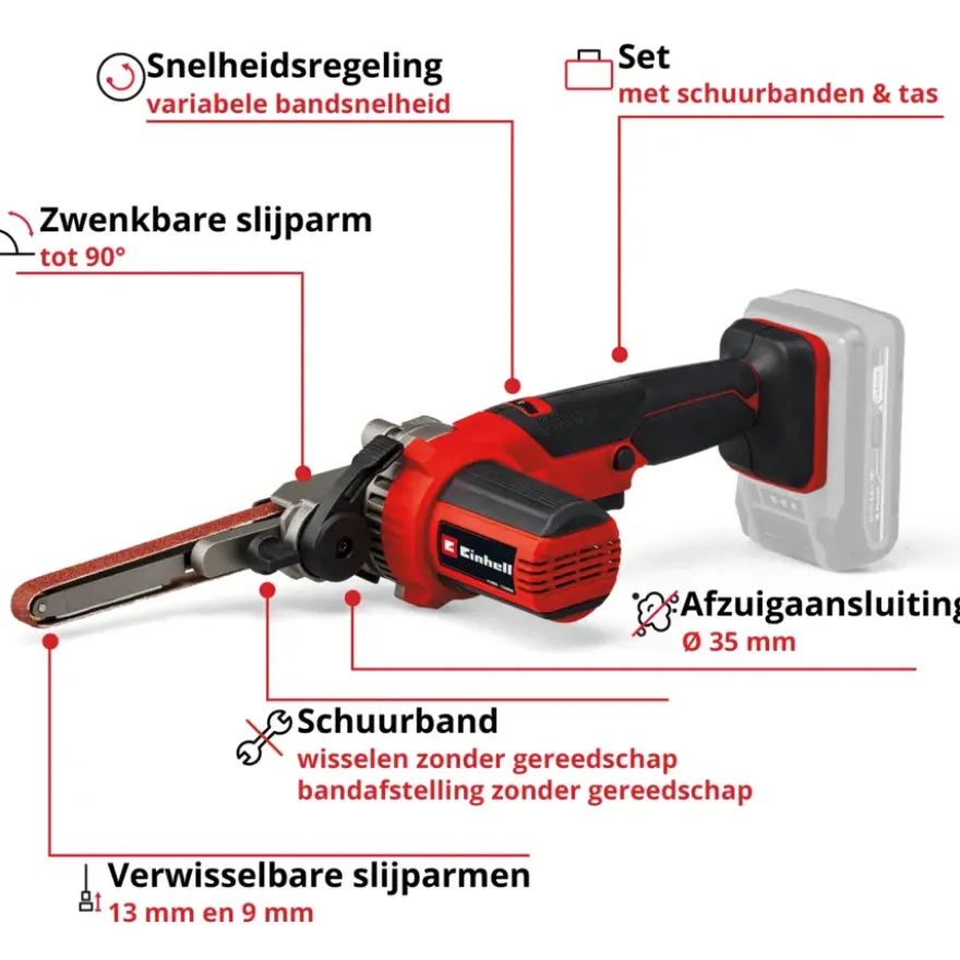 Einhell 18V bandschuurmachine / powerfile TE-BF 18 LI (zonder accu)