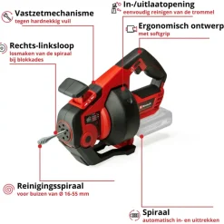 Einhell 18V rioolontstopper TE-DA 18/760 Li Solo (zonder accu)