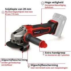 Einhell 18V slijptol / haakse slijper 115mm TE-AG 18/115-2 LI (zonder accu)