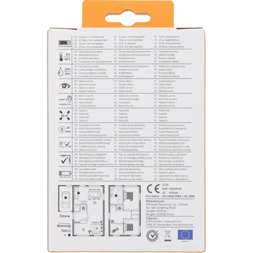 Elro FS2010-2 optische rookmelder inclusief 10 jaar lithium batterij DUO-pack