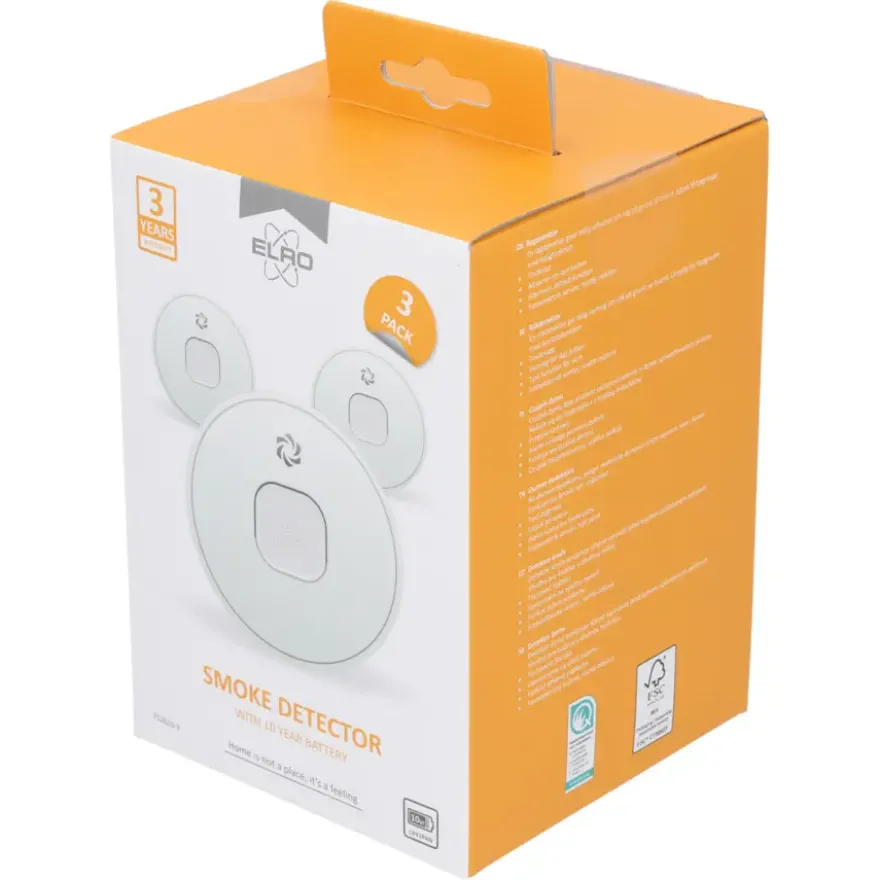 Elro FS2010-3 optische rookmelder inclusief 10 jaar lithium batterij TRIPLE-pack