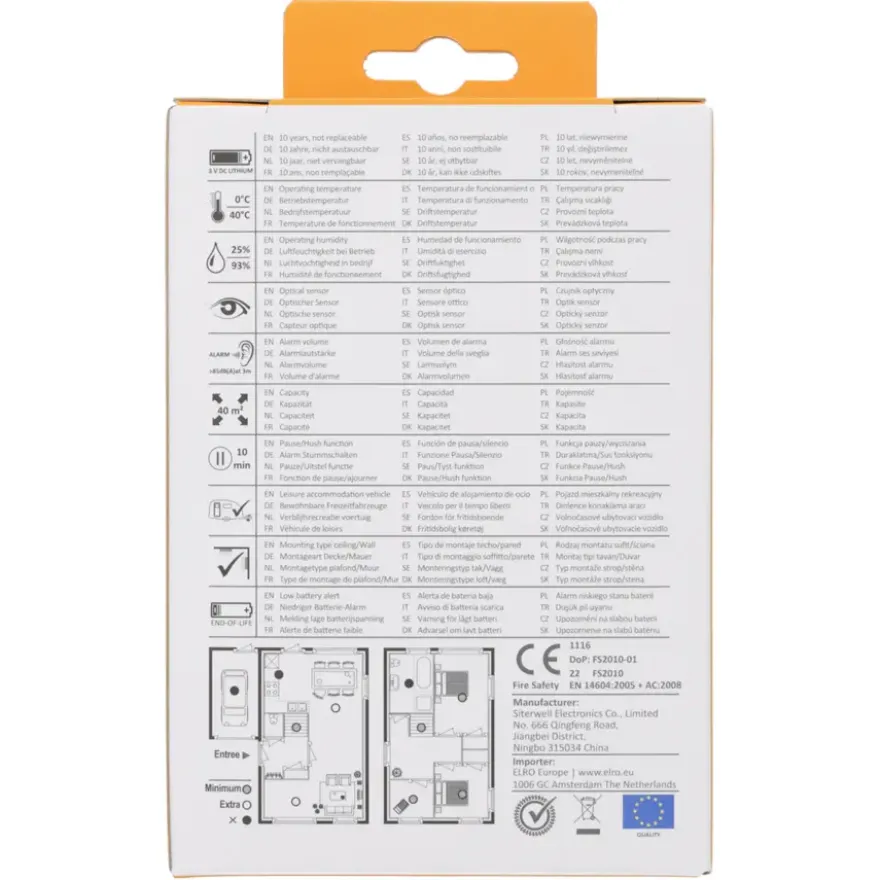 Elro FS2010-3 optische rookmelder inclusief 10 jaar lithium batterij TRIPLE-pack