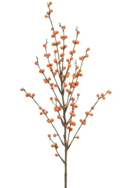 Emerald kunstbloem Ilex berry spray oranje 90cm