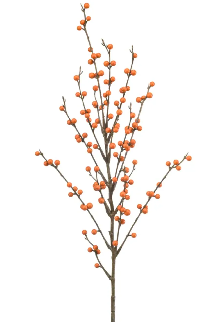 Emerald kunstbloem Ilex berry spray oranje 90cm