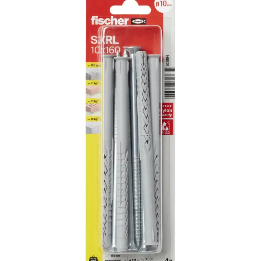 Fischer Constructieplug SXRL 10x160mm met torx schroef 4 stuks