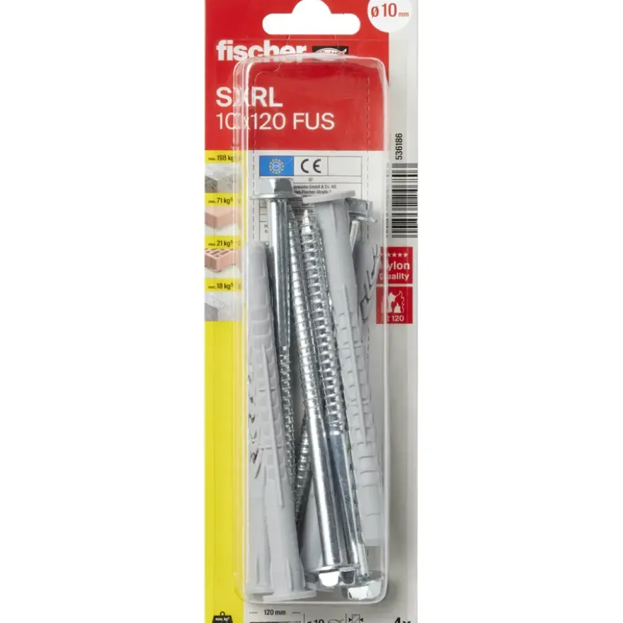 Fischer Constructieplug SXRL 10x120mm met zeskantschroef 4 stuks