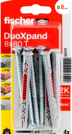 Fischer DuoXpand constructieplug 8x80 mm 4 stuks