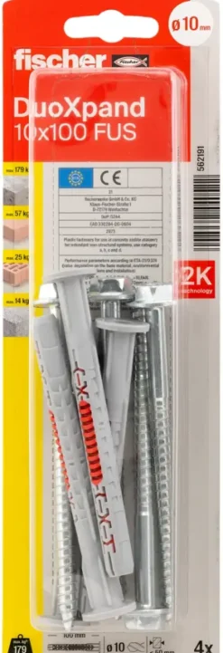 Fischer DuoXpand constructieplug 10x100 mm 4 stuks