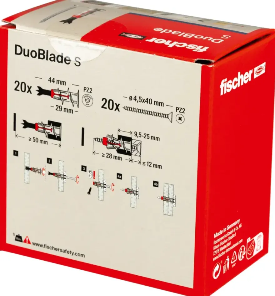 Fischer Gipsplaatplug DuoBlade 44 mm 20 stuks incl. boorkop