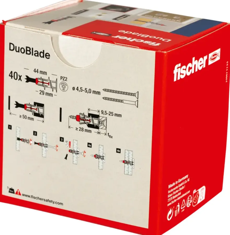 Fischer gipsplaatplug duoblade 44 mm 40 stuks