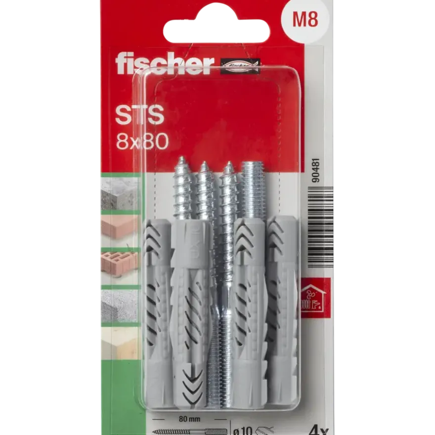 Fischer Stokschroef STS 8x80mm met UX-plug 4 stuks