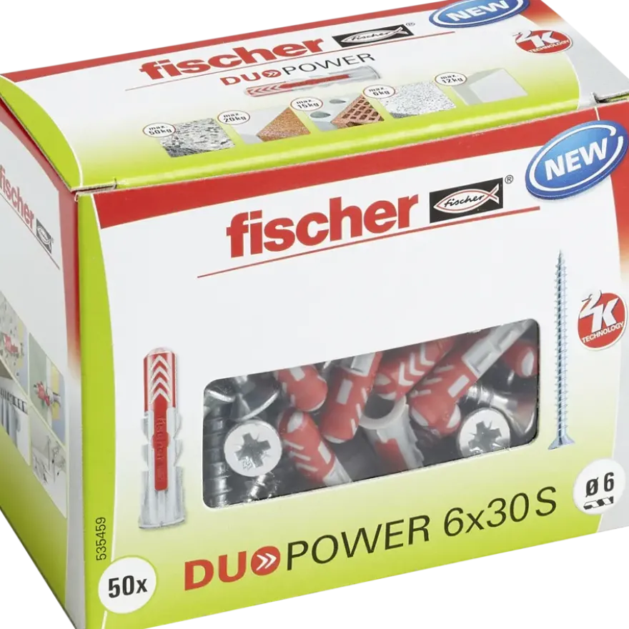 Fischer Universeelplug DuoPower 6x30mm met schroef 50 stuks