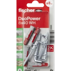 Fischer Universeelplug DuoPower 8x40mm met schroefduim 4 stuks