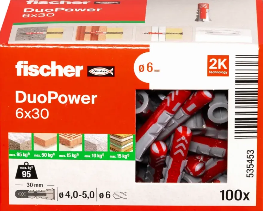 Fischer Universeelplug DuoPower 6x30mm 100 stuks