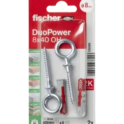 Fischer Universeelplug DuoPower 8x40mm met ooghaak 2 stuks