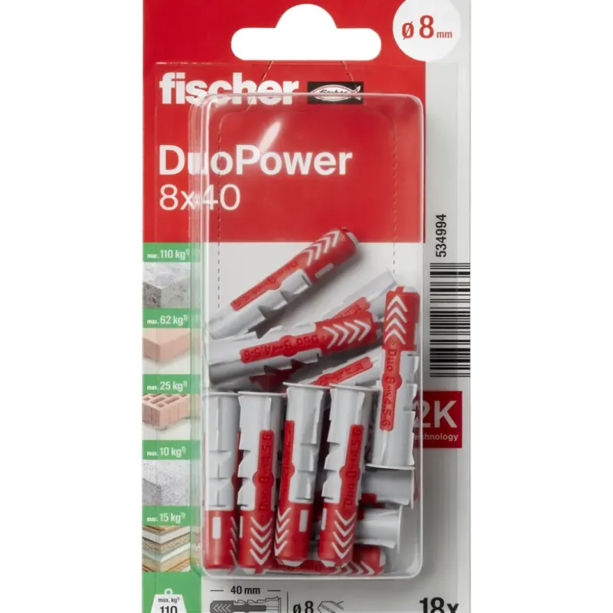 Fischer Universeelplug DuoPower 8x40mm 18 stuks