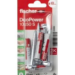 Fischer Universeelplug DuoPower 10x50mm met zeskantschroef 4 stuks