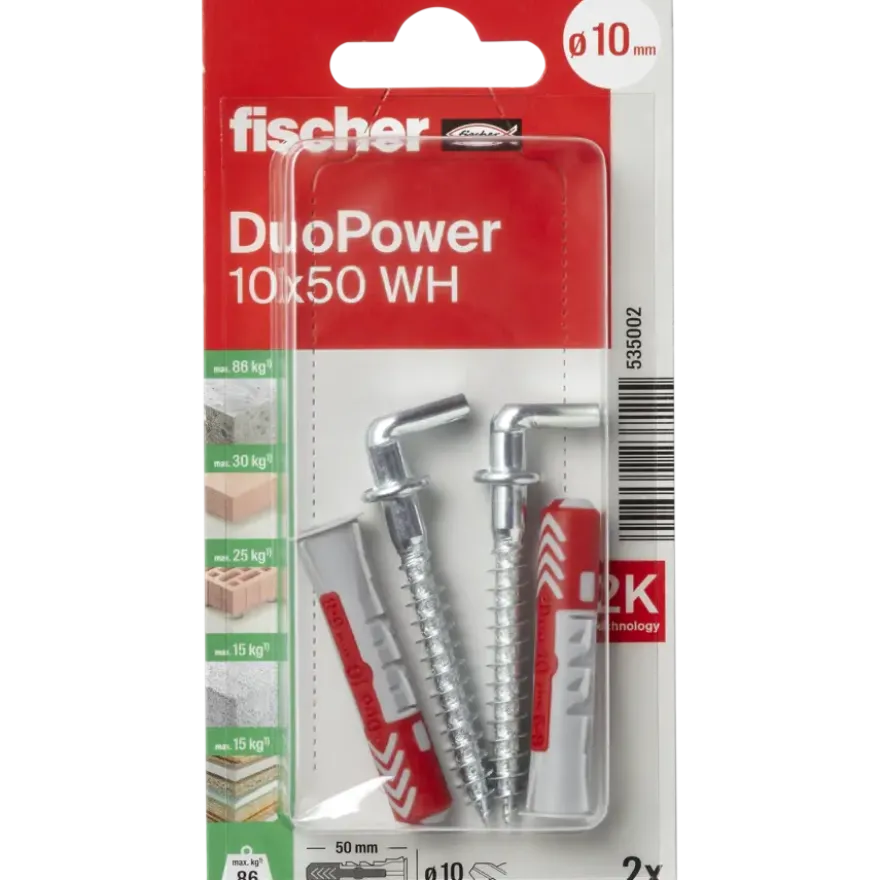 Fischer Universeelplug DuoPower 10x50mm met schroefduim 2 stuks