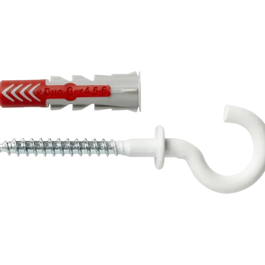 Fischer Universeelplug DuoPower 8x40mm met witte schroefhaak 4 stuks