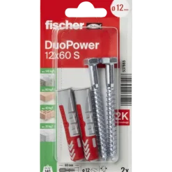 Fischer Universeelplug DuoPower 12x60mm met zeskantschroef 2 stuks