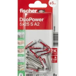 Fischer Universeelplug DuoPower 5x25mm met RVS schroef 8 stuks