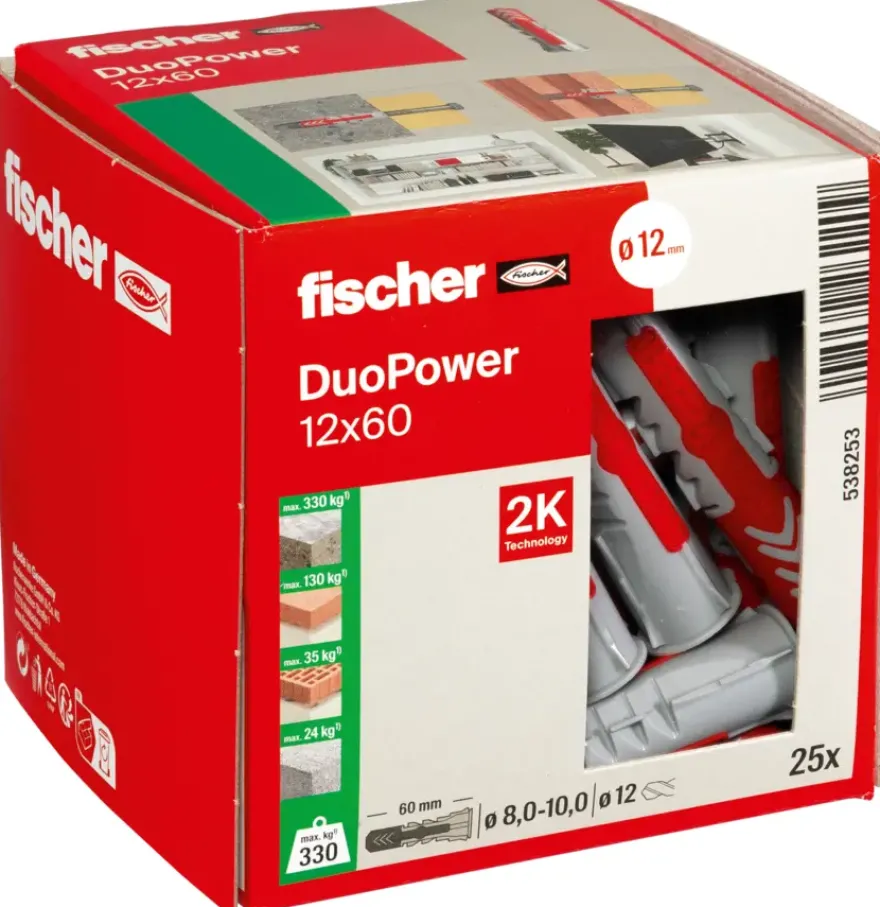Fischer Universeelplug DuoPower 12x60mm 25 stuks