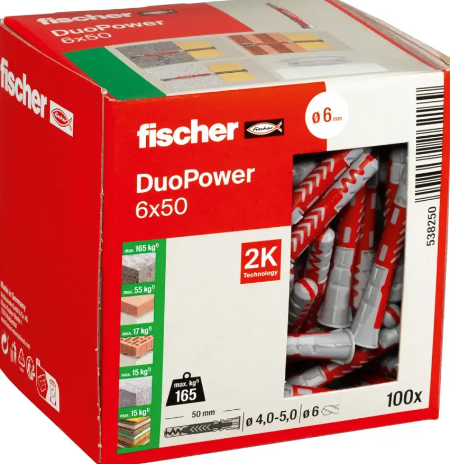 Fischer Universeelplug DuoPower 6x50mm 100 stuks
