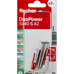 Fischer Universeelplug DuoPower 8x40mm met RVS schroef 2 stuks