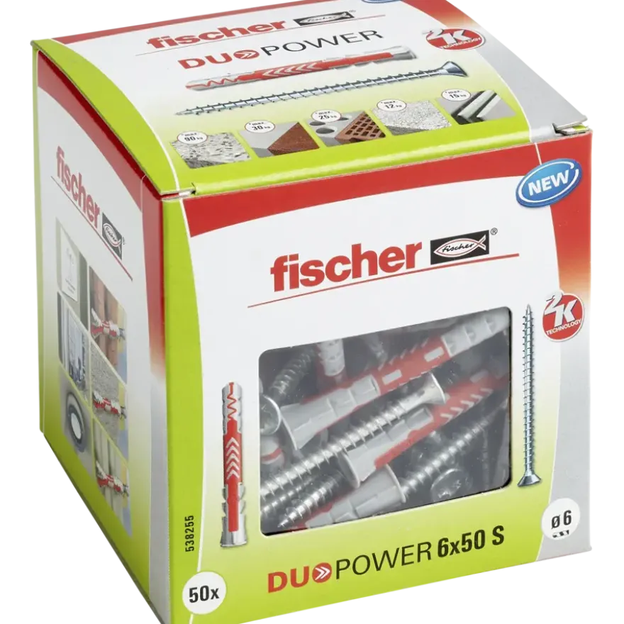 Fischer Universeelplug DuoPower 6x50mm met schroef 50 stuks